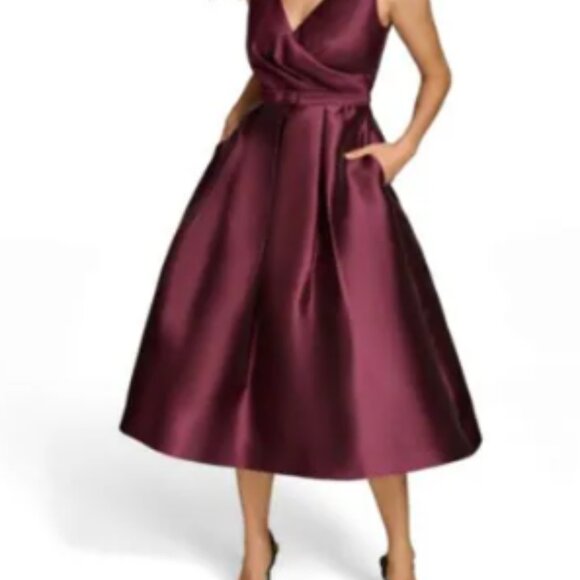Donna Karan Dresses & Skirts - Midi Dress, Donna Karan, Solid Twill Satin Surplice, Still in packing